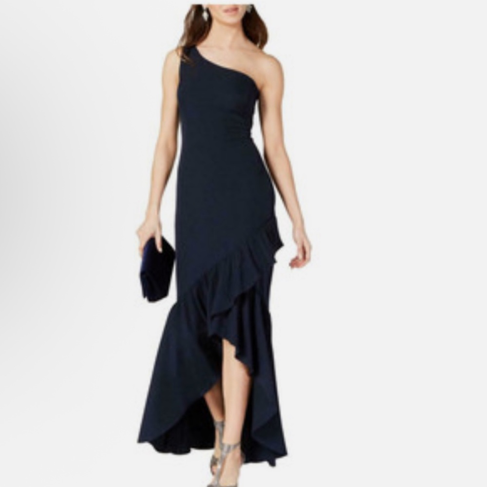 Vince Camuto Navy One Shoulder Dress